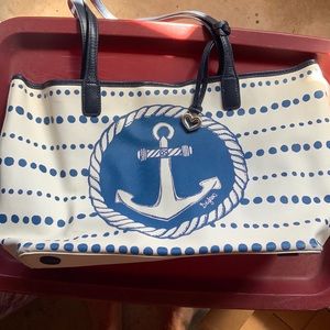 Brighton white/navy tote anchor seahorses Perfect Condition